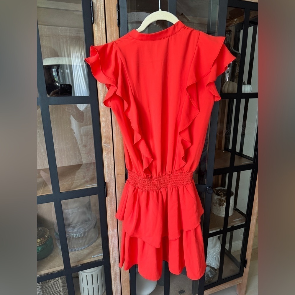 Amanda Uprichard Barreta dress serrano smock splice short sleeve ruffle tiered - Picture 9 of 11